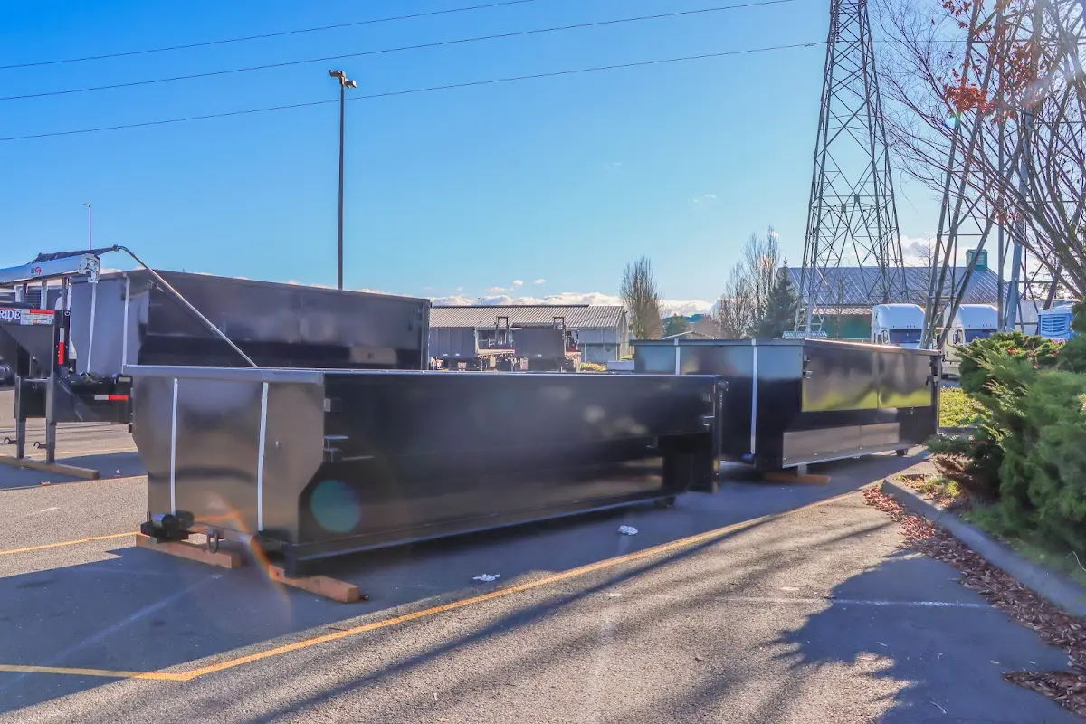 Roll-off dumpster ready for waste disposal at job site for 10 Yard Dumpster Rental in Dunedin